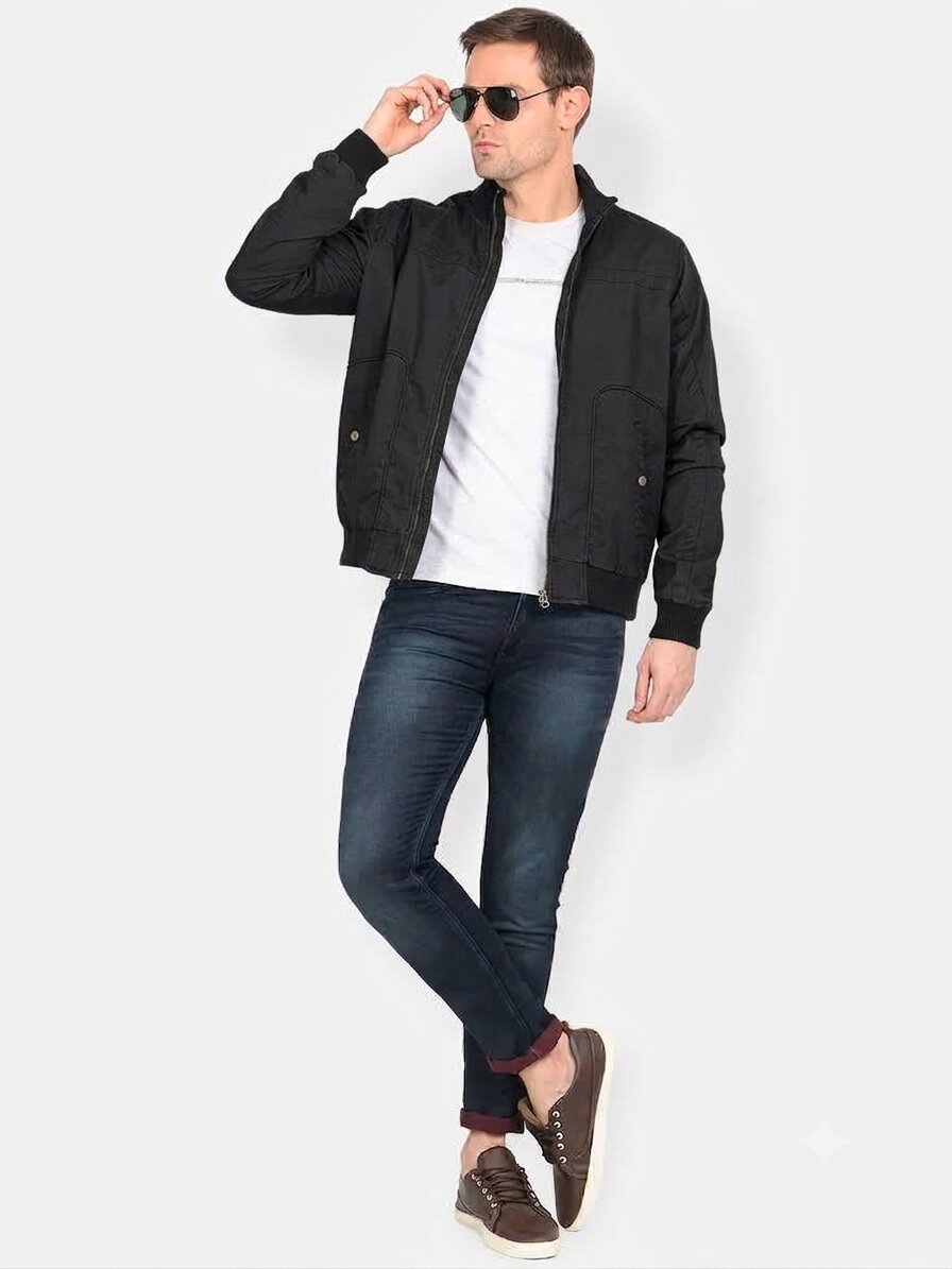 Men’s Classic Black Cotton Jacket - Regular fit