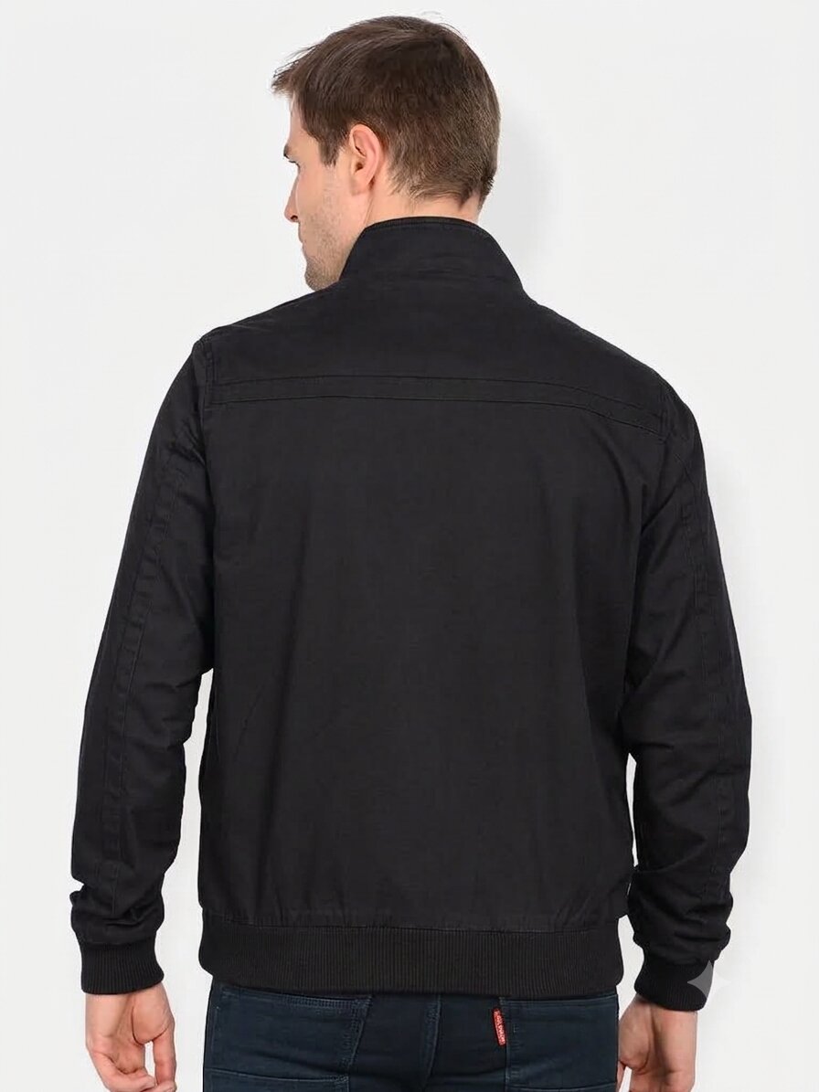 Men’s Classic Black Cotton Jacket - Regular fit