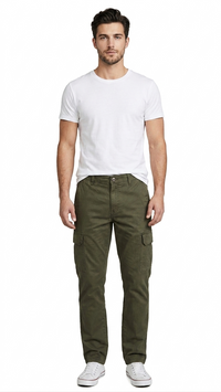 T-Base Men’s Dark Olive Slim Fit Cargo Jogger | Drawstring Casual Utility Pants with 2 Pockets