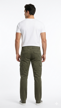 T-Base Men’s Dark Olive Slim Fit Cargo Jogger | Drawstring Casual Utility Pants with 2 Pockets