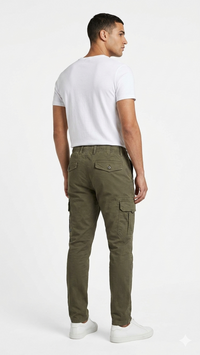 T-Base Men’s Deep Forest Cargo Trouser | Mid-Rise Casual Utility Pants with 6 Pockets