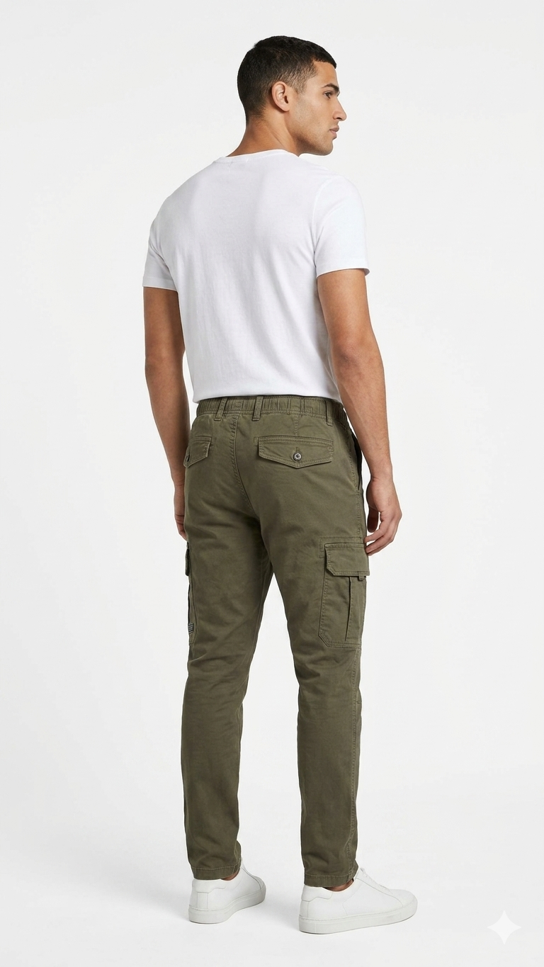 T-Base Men’s Deep Forest Cargo Trouser | Mid-Rise Casual Utility Pants with 6 Pockets