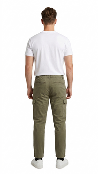 T-Base Men’s Khaki Fonce Cargo Trouser | Mid-Rise Casual Utility Pants with 6 Pockets