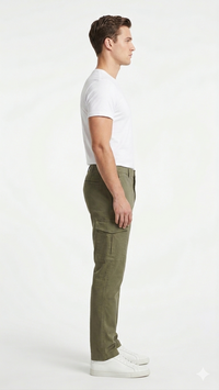 T-Base Men’s Khaki Fonce Cargo Trouser | Mid-Rise Casual Utility Pants with 6 Pockets