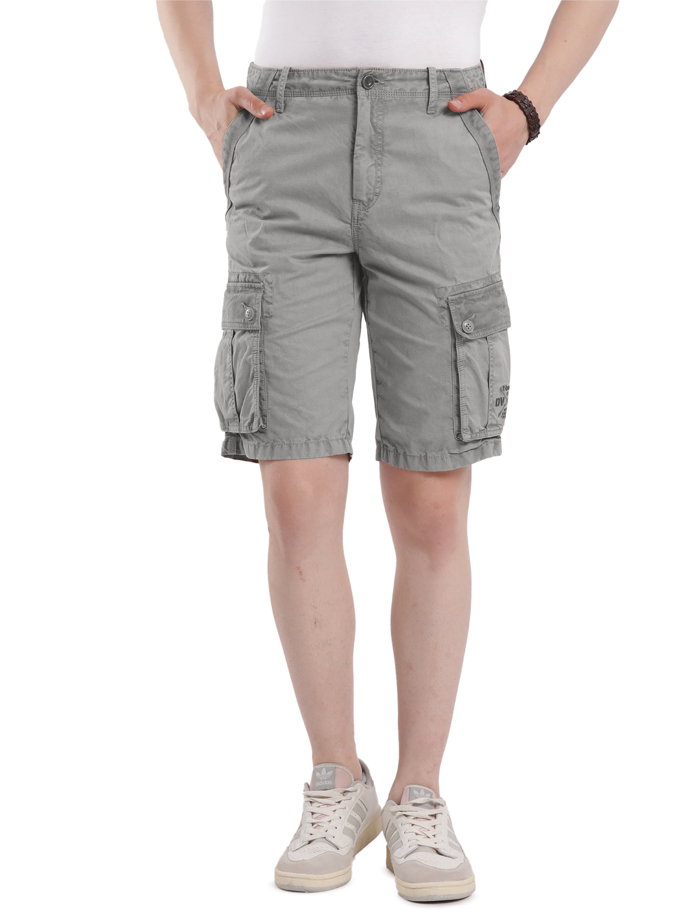 T-base Men's Casual Cargo Shorts | Mid-Rise | Regular Fit |Steel Grey