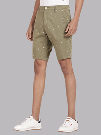 Paper Plane Print Olive Chino Shorts