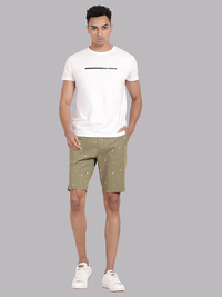 Paper Plane Print Olive Chino Shorts