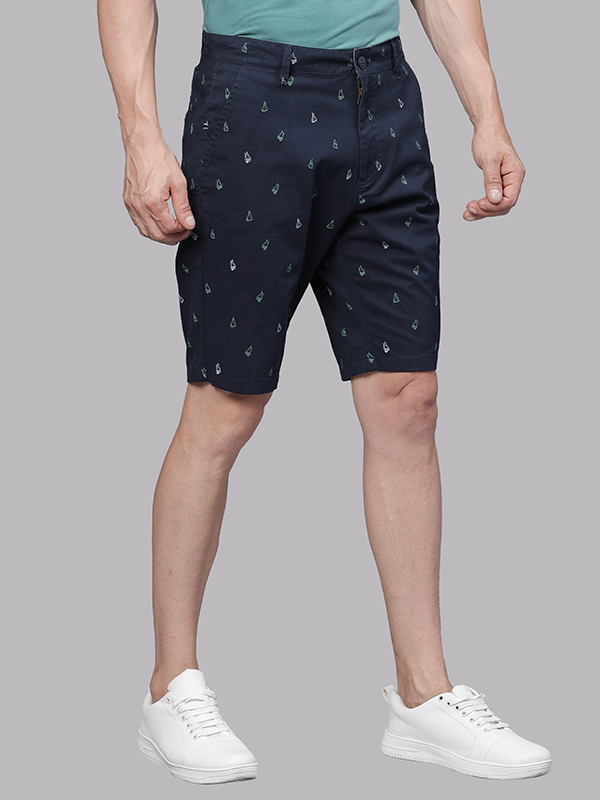 Sailboat Print Dark Navy Chino Shorts