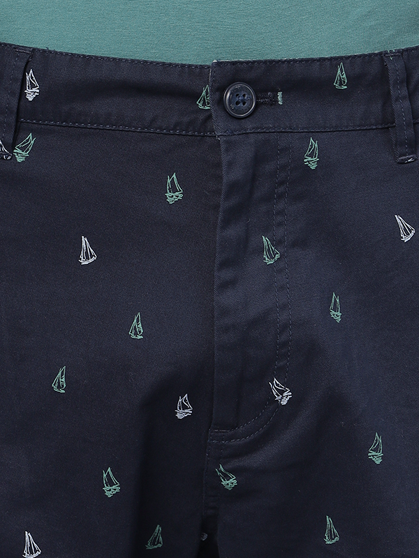 Sailboat Print Dark Navy Chino Shorts