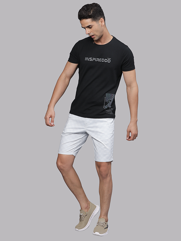 Illusion Grey Grid Print Chino Shorts