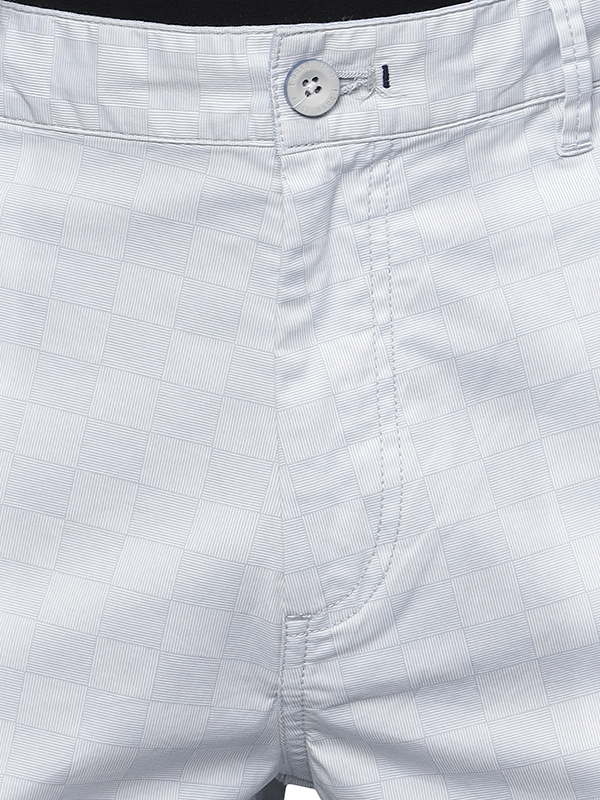 Illusion Grey Grid Print Chino Shorts