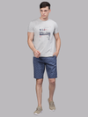 Navy Grid Print Chino Shorts