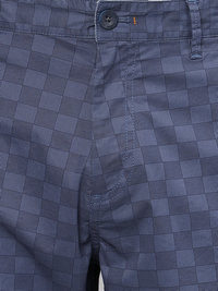 Navy Grid Print Chino Shorts