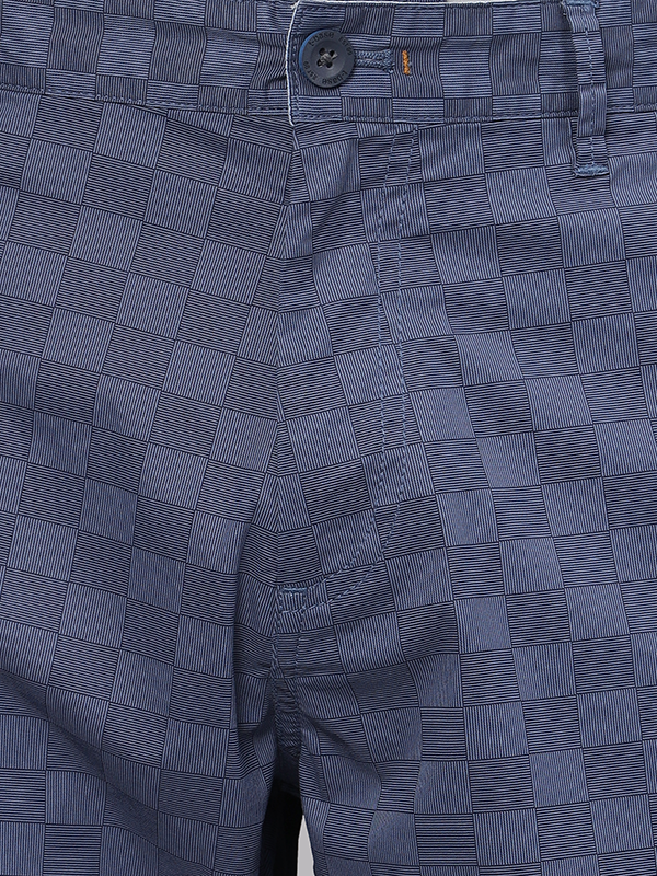 Navy Grid Print Chino Shorts