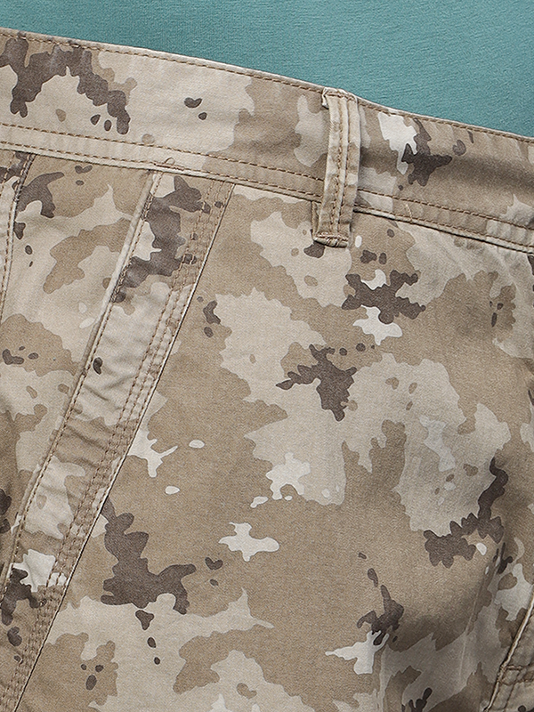 Monochrome Desert Brown Camo Print Cargo Shorts - Main Image