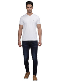 TBASE Men's Cotton Solid V-Neck T-Shirt | Short Sleeves | Regular Fit | Casual Everyday Wear |Broken White