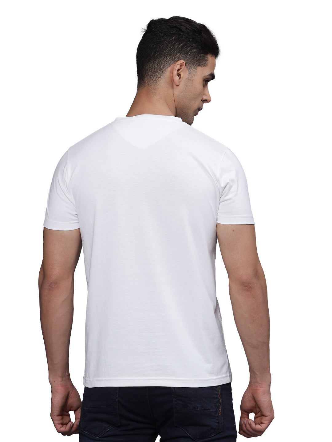 TBASE Men's Cotton Solid V-Neck T-Shirt | Short Sleeves | Regular Fit | Casual Everyday Wear |Broken White