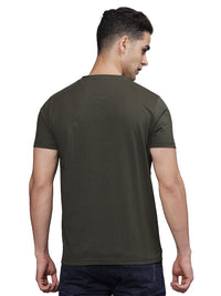 TBASE Men's Cotton Solid V-Neck T-Shirt | Short Sleeves | Regular Fit | Casual Everyday|RIFLE GREEN