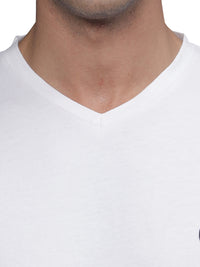 TBASE Men's Cotton Solid V-Neck T-Shirt | Short Sleeves | Regular Fit | Casual Everyday Wear |Broken White
