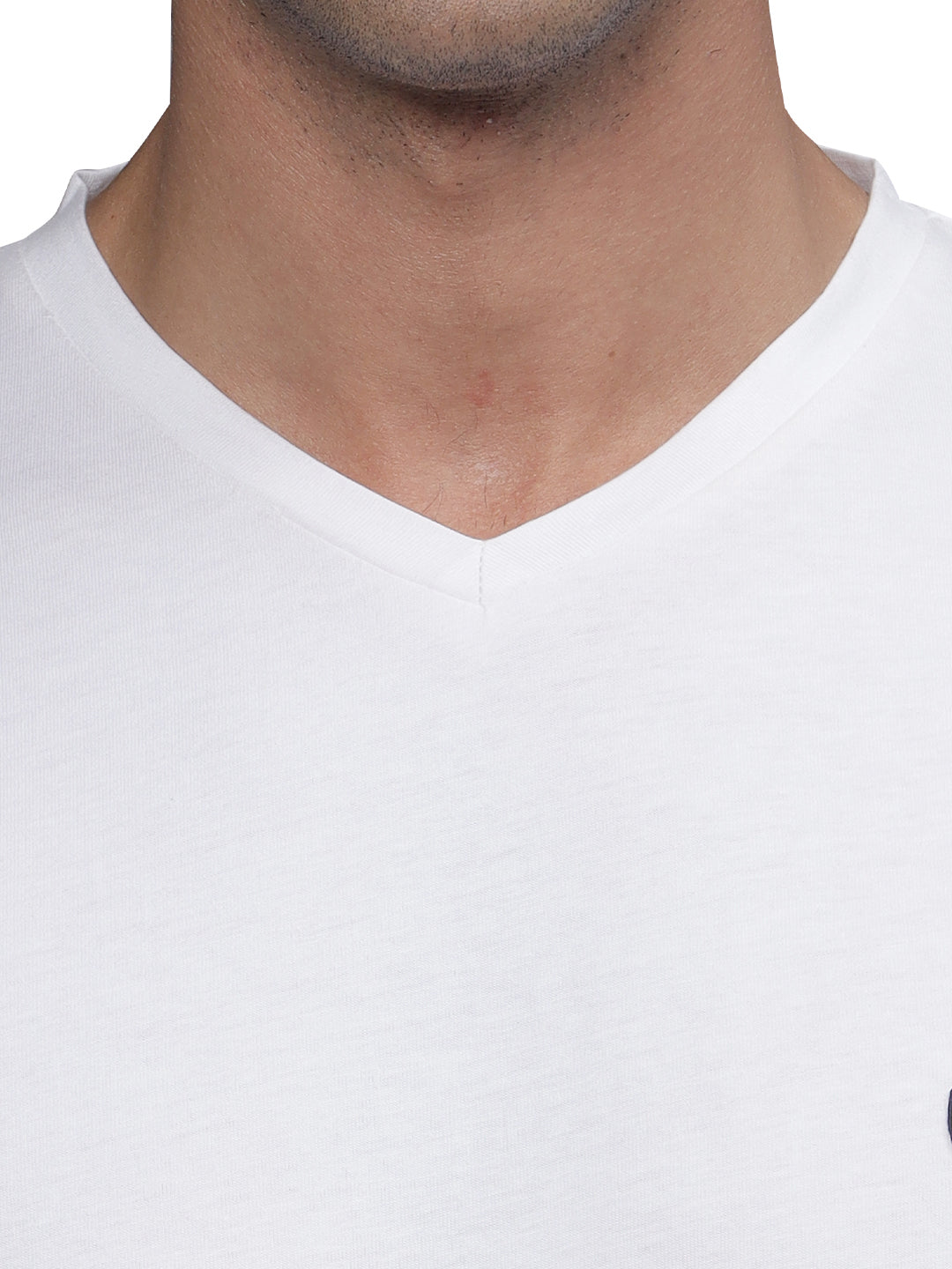 TBASE Men's Cotton Solid V-Neck T-Shirt | Short Sleeves | Regular Fit | Casual Everyday Wear |Broken White