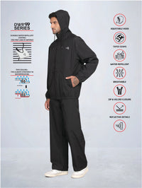 T-Base Men’s Black Rain Jacket Waterproof Hooded