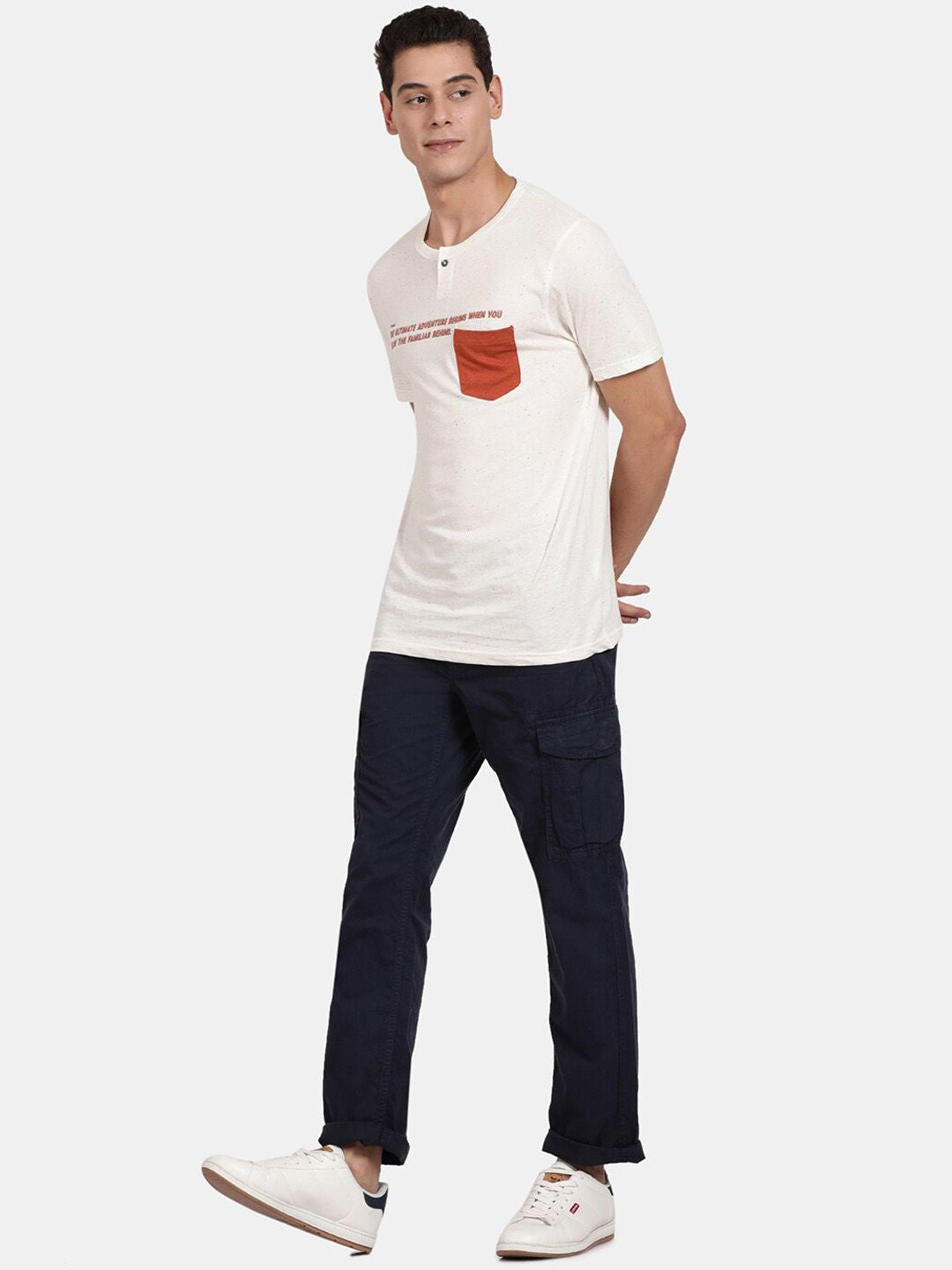 T-Base Men Cotton Lycra Easy Wash Mid-Rise Regular Fit Cargos