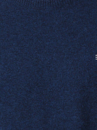 T-Base Men Navy Blue Solid Woolen Pullover