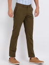 T-Base Men Olive Green Easy Wash Chinos Trousers