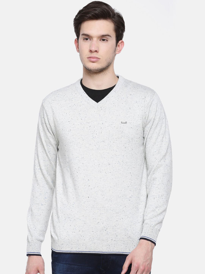 T-Base Men Off-White Solid Sweater