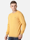 T-Base Men Yellow Solid Cotton Pullover