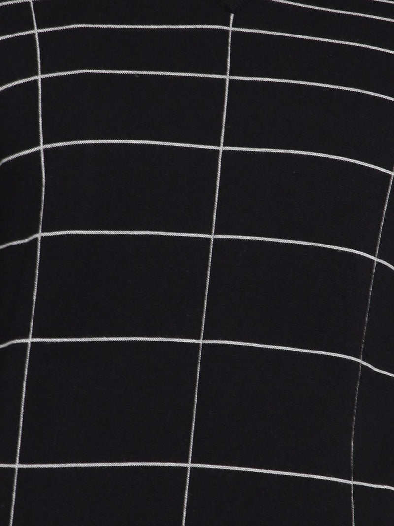T-Base Men Black & White Checked Pullover Sweater