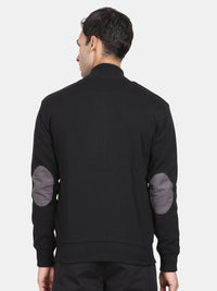 T-Base Geometric Self Design Long Sleeves Front Open Pure Cotton Sweater