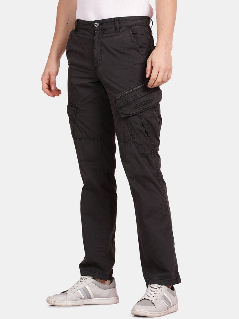 T-Base Men Mid Rise Pure Cotton Cargos Trousers