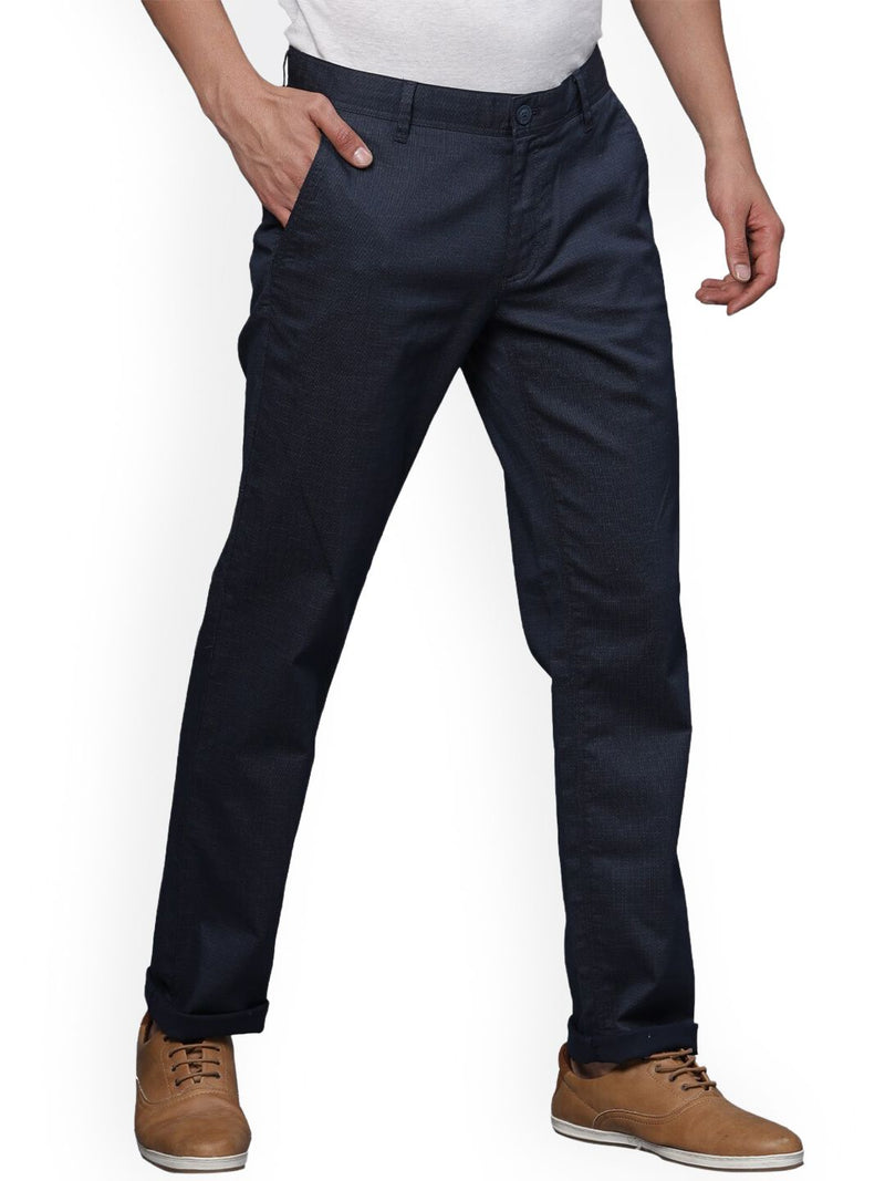 T-Base Men Self Design Textured Straight Fit Chinos