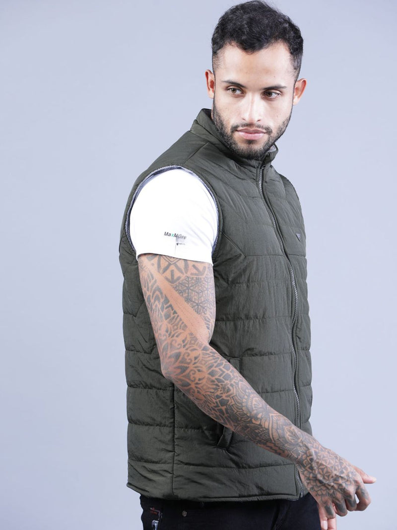 t-base Men Olive Green Windcheater Padded Jacket – Shop T-base