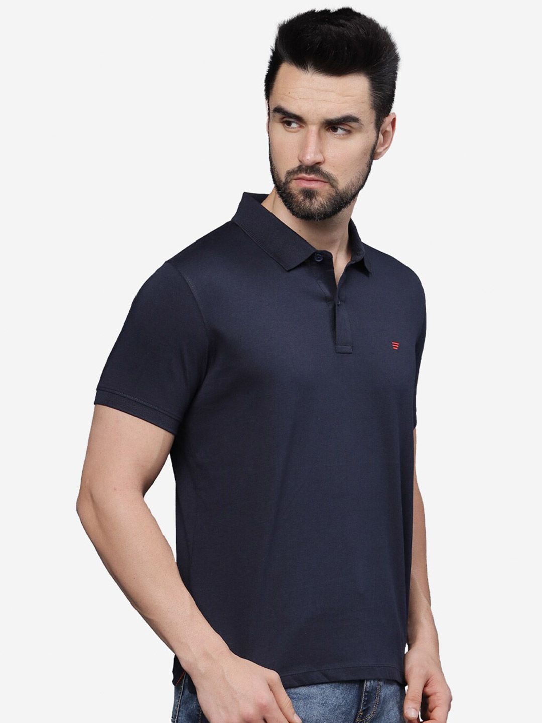 T-Base Men Polo Collar Applique T-Shirt – Shop T-base