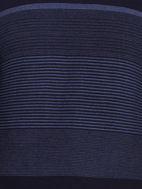 T-Base Men Navy Blue Striped Pullover Sweater