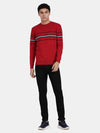 T-Base Men Striped Cotton Pullover