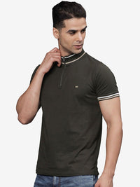 T-Base Men High Neck Applique T-Shirt
