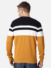 T-Base Men Black & Mustard Colourblocked Cotton Pullover