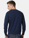 T-Base Men Navy Blue & Grey Colourblocked Cotton Pullover