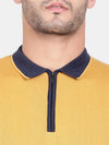 T-Base Men Brown Colourblocked Mandarin Collar T-Shirt