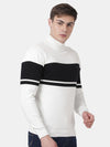 T-Base Men Black & Off White Colourblocked Pullover