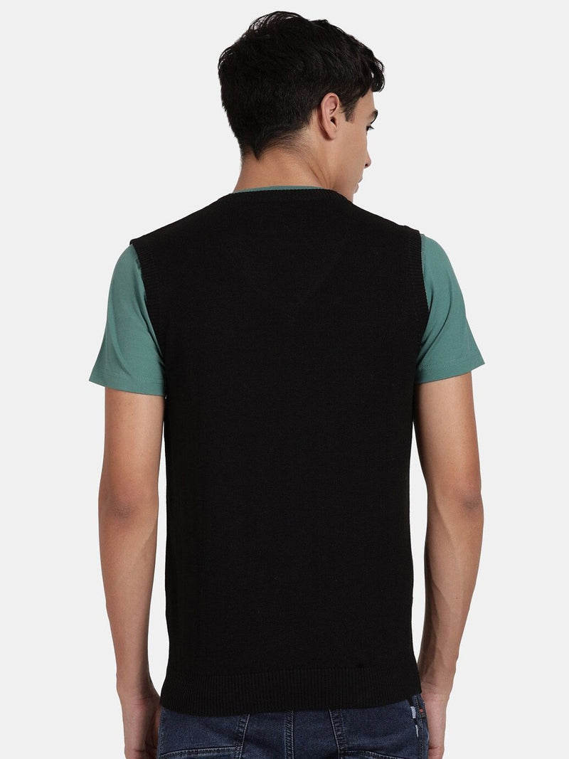 V Neck Black Sleeveless Pullover
