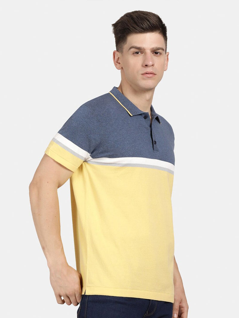 T-Base Men Colourblocked Polo Collar T-Shirt