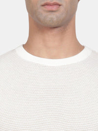 T-Base Ribbed Round Neck Cotton Pullover Sweaters