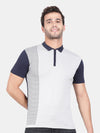 T-Base Men Grey Striped T-Shirt