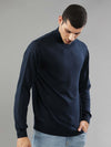 T-Base Men Navy Blue Ribbed Pullover