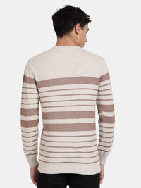 T-Base Horizontal Striped Pullover Cotton Sweatshirt