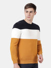 T-Base Colourblocked Round Neck Long Sleeves Cotton Pullover Sweater